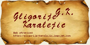 Gligorije Karalejić vizit kartica